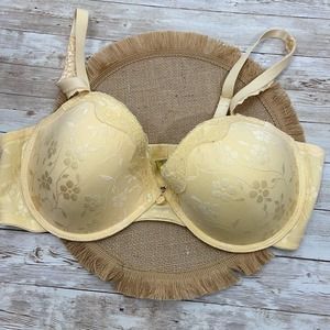 Q-T Intimates Women's Lightly Padded Floral Pastel Yellow Bra- 42C